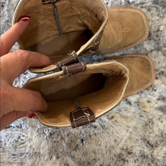 Maury Kids Western Boots Youth Size 2 Tan Brown Leather Cowboys Cowgirl Farm - Picture 8 of 9